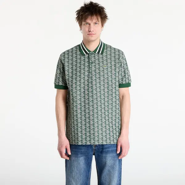 LACOSTE Тениска LACOSTE Short Sleeved Ribbed Collar Shirt Green/ Sinople 5