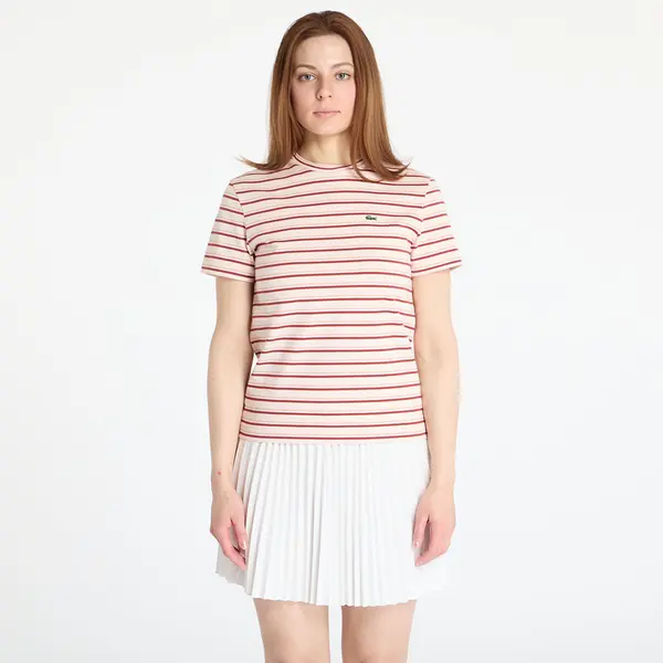 LACOSTE Тениска LACOSTE Striped T-shirt Angora/ Latte/ Iberis M