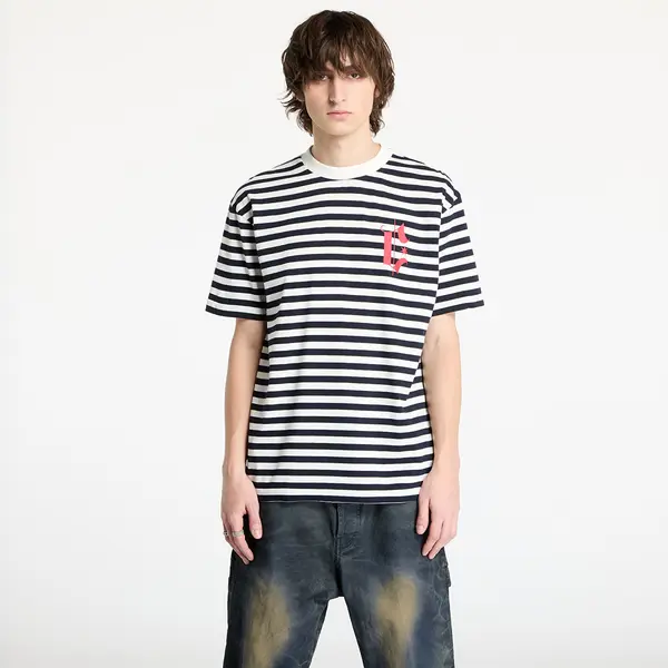 Marcelo Burlon Тениска Marcelo Burlon County Goth Stripe Boxy Tee White/ Navy Blue M