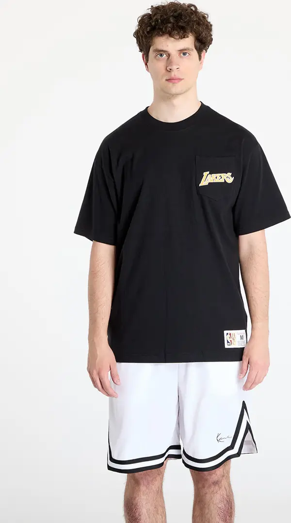 Mitchell & Ness Тениска Mitchell & Ness NBA Double Hit Ss Pocket Tee Vintage Logo Lakers Black L