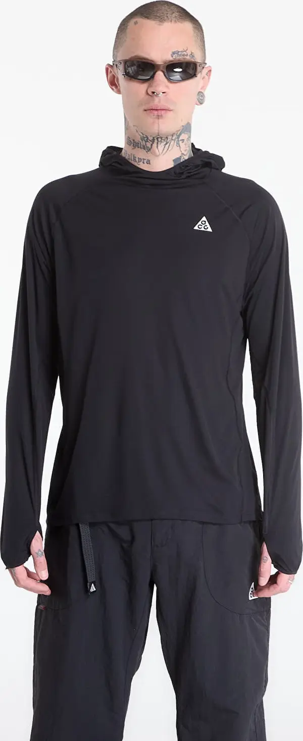 Nike Тениска Nike ACG "Solar Chase" Men's Dri-FIT UV Long-Sleeve Hooded Top Black/ Black/ Summit White L