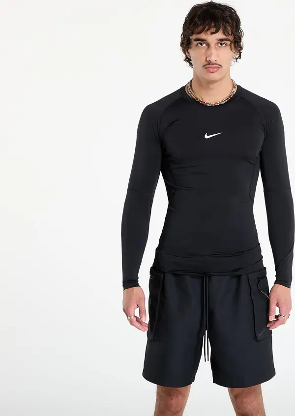 Nike Тениска Nike Pro Men's Dri-FIT Tight Long-Sleeve Fitness Top Black/ White XL