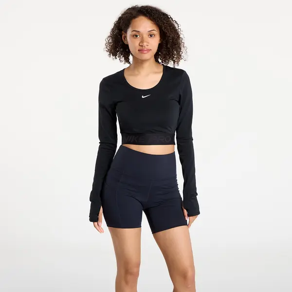 Nike Тениска Nike Pro Women's Dri-FIT Cropped Long-Sleeve Top Black/ Anthracite/ White L