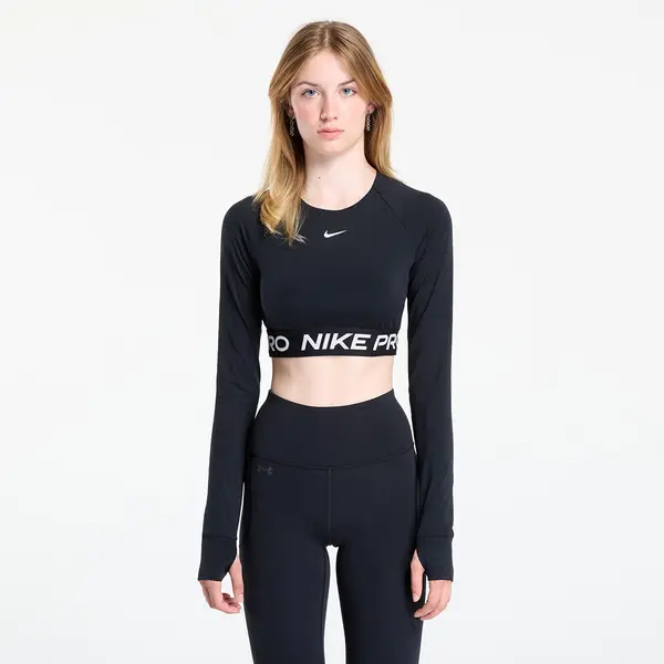 Nike Тениска Nike Pro Women's Dri-FIT Cropped Long-Sleeve Top Black/ White S