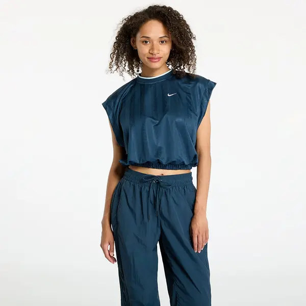 Nike Тениска Nike Sportswear Collection Women's Dri-FIT Jacquard Short-Sleeve Jersey Top Armory Navy/ Armory Navy/ White XL
