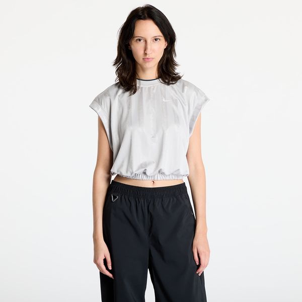 Nike Тениска Nike Sportswear Collection Women's Dri-FIT Jacquard Short-Sleeve Jersey Top Light Iron Ore/ Light Iron Ore/ Armoury Navy/ White XS