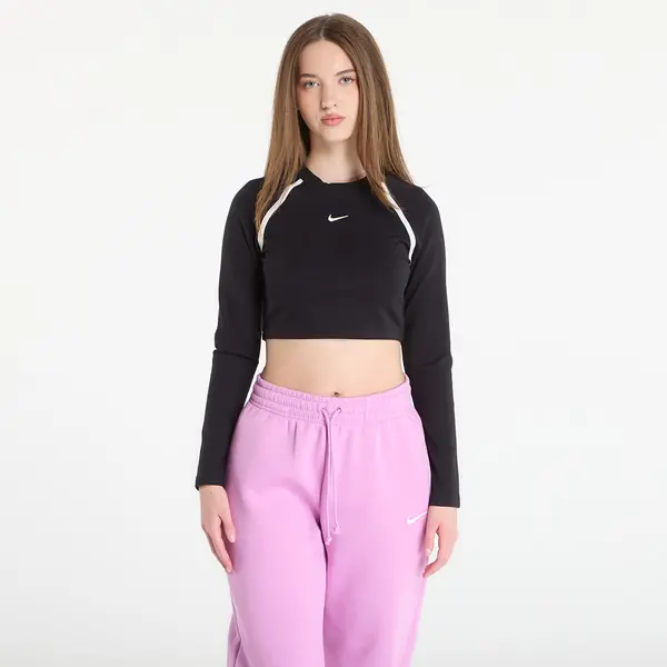 Nike Тениска Nike Sportswear Women's Tight Long-Sleeve Cropped Top Black/ Black/ Chalk/ Chalk XS