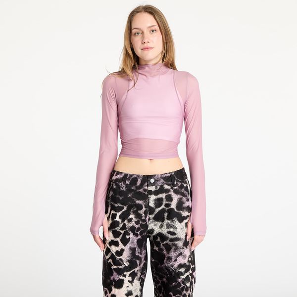 Nike Тениска Nike Zenvy Women's Dri-FIT Long-Sleeve Sheer Top Plum Dust/ White S