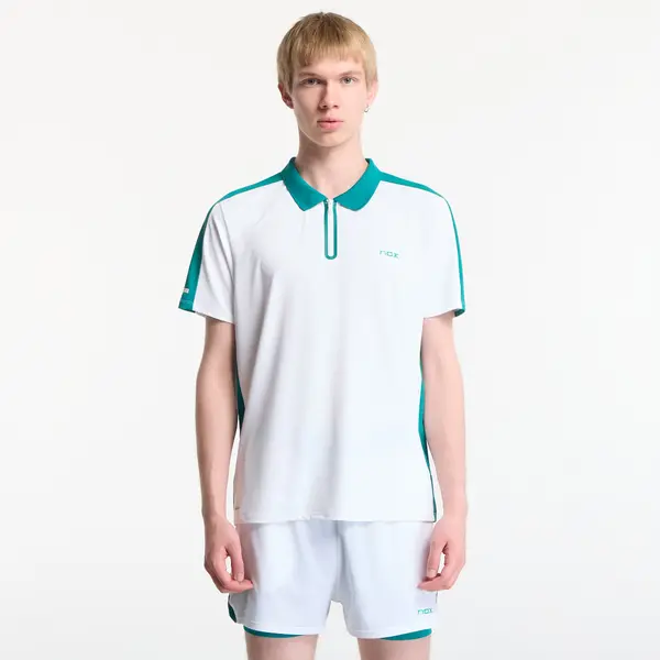NOX Тениска Nox Pro Polo White/ Ivy Green M