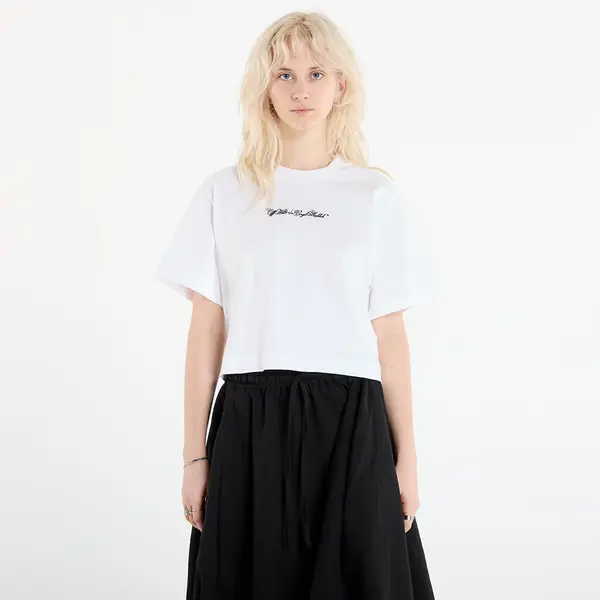 Off-White Тениска Off-White Embr Arrow Script Crop Tee White/ Black L
