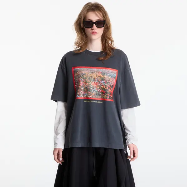 Off-White Тениска Off-White Flowers Field Skate Tee UNISEX Fade Out Black High Risk Red M