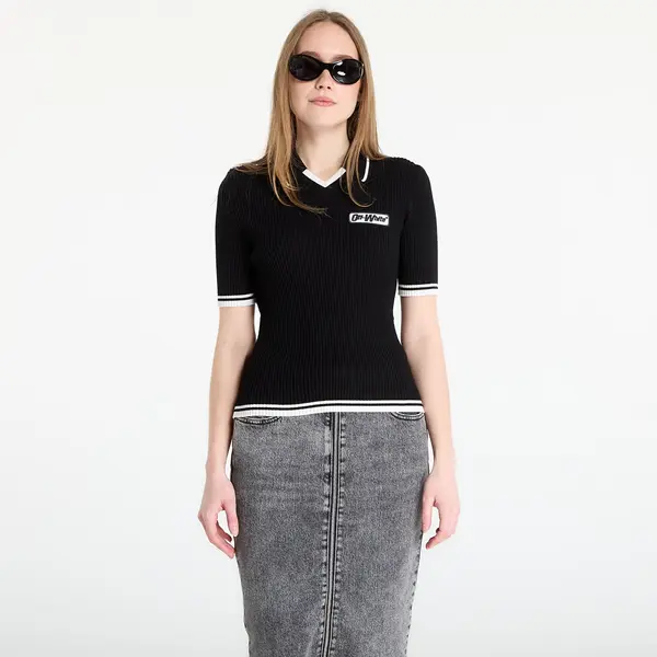 Off-White Тениска Off-White Rib Viscose Knit S/S Polo Black M