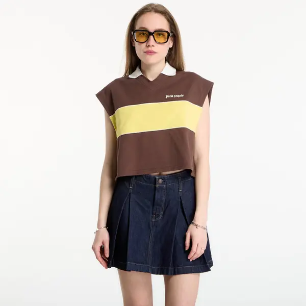 Palm Angels Тениска Palm Angels Classic Logo Boxy Polo Brown/ Yellow XS
