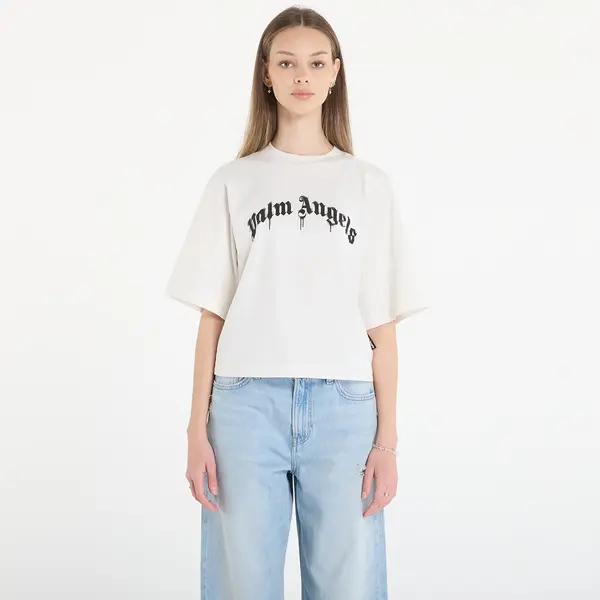 Palm Angels Тениска Palm Angels Curved Logo Boxy Tee Off White/ Black L