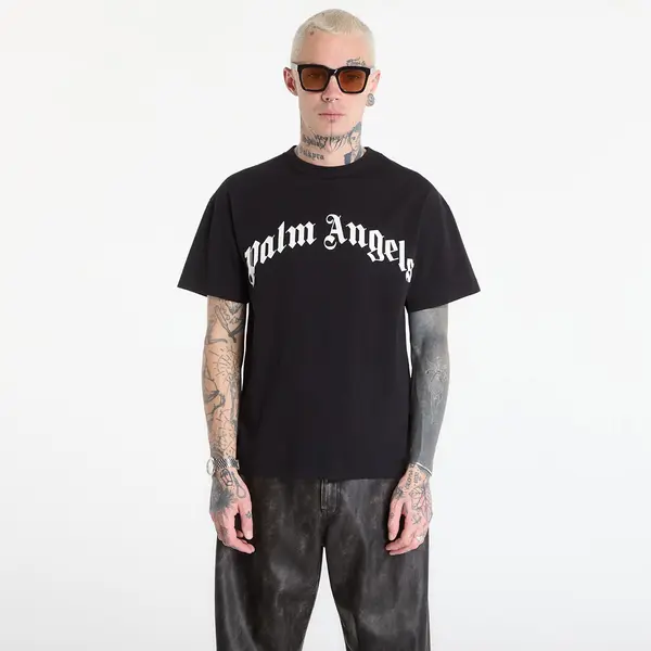 Palm Angels Тениска Palm Angels Curved Logo Regular Tee UNISEX Black/ Off White L