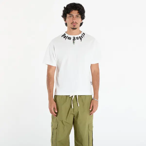 Palm Angels Тениска Palm Angels Neck Logo Reg Tee Off White/ Black S