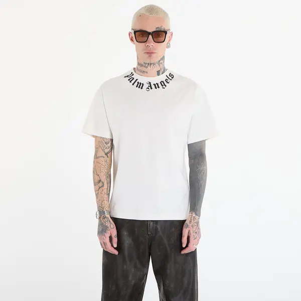 Palm Angels Тениска Palm Angels Neck Logo Regular Tee UNISEX Off White/ Black S