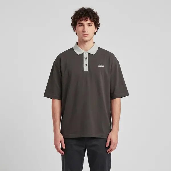 FTSHP Тениска Playboy x FTSHP Short Sleeve Polo Dark Grey M