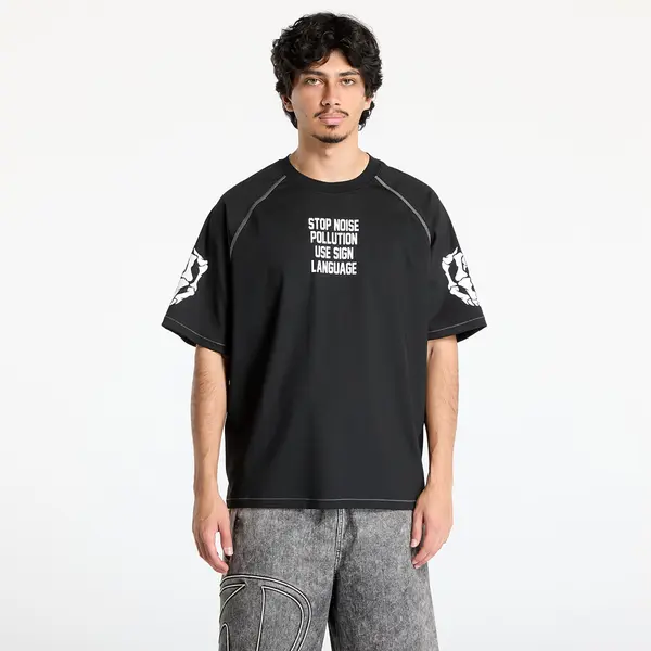 PLEASURES Тениска PLEASURES Pollution Boxy Raglan Black S