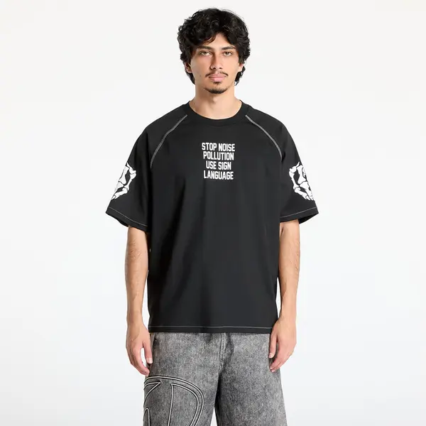 PLEASURES Тениска PLEASURES Pollution Boxy Raglan Black S