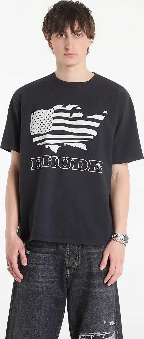 Rhude Тениска Rhude Banner Tee Vintage Black/ White S