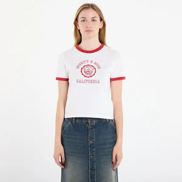 Sporty & Rich Тениска Sporty & Rich California Emblem Ringer Tee White/ Ruby M