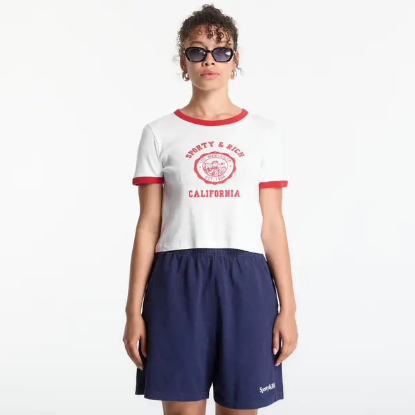 Sporty & Rich Тениска Sporty & Rich California Emblem Soft Ringer Tee White/ Ruby M