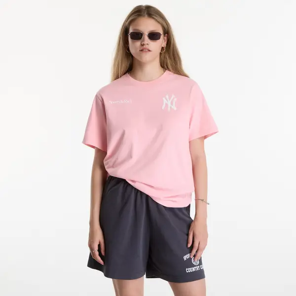 Sporty & Rich Тениска Sporty & Rich Yankees Arch Tshirt UNISEX Candy/ White S