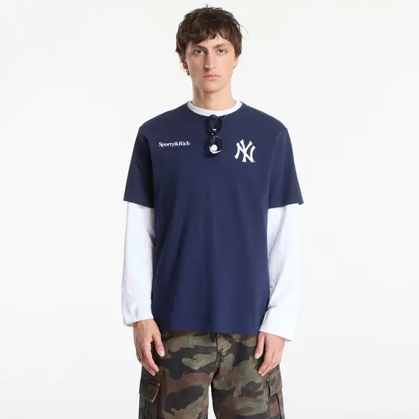 Sporty & Rich Тениска Sporty & Rich Yankees Arch Tshirt UNISEX Dark Navy/ White L
