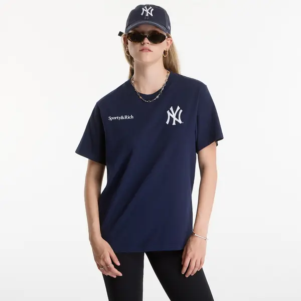 Sporty & Rich Тениска Sporty & Rich Yankees Arch Tshirt UNISEX Dark Navy/ White M