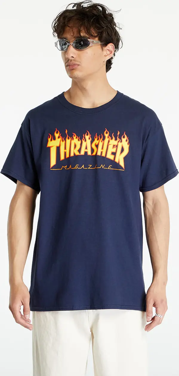 Thrasher Тениска Thrasher Flame Logo T-Shirt Navy Blue XXL