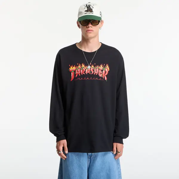 Thrasher Тениска Thrasher Fuego Longsleeve Black L