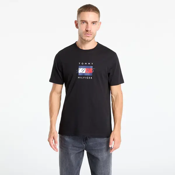 Tommy Hilfiger Тениска Tommy Hilfiger Linear Flag Graphic Tee Black L