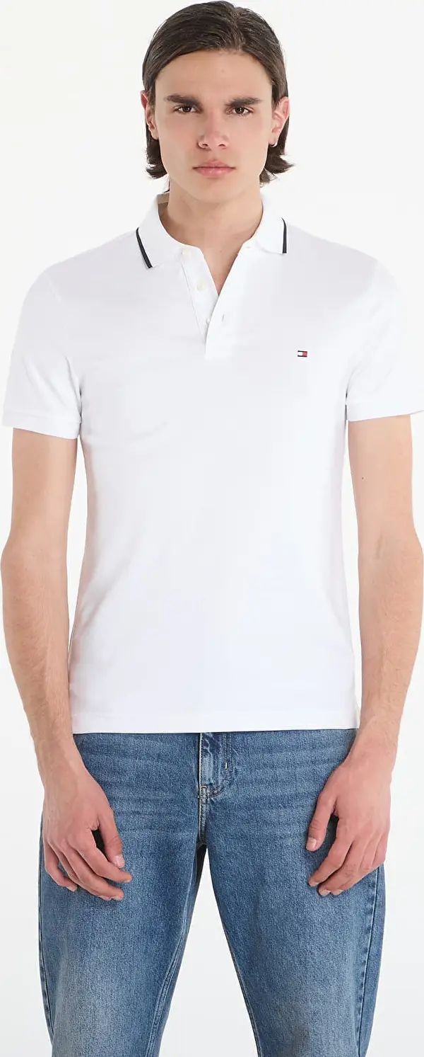 Tommy Hilfiger Тениска Tommy Hilfiger Liquid Cotton Tipped Slim Polo White L