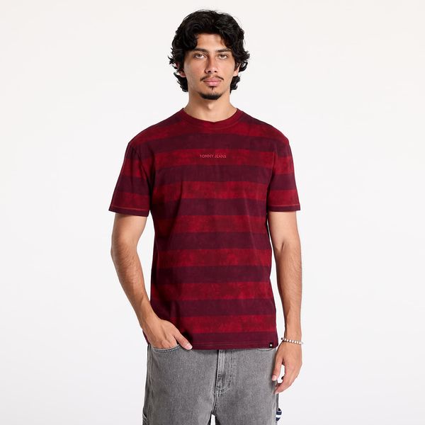 Tommy Hilfiger Тениска Tommy Jeans Regular Classic Overdyed Tee Deep Rouge/ Heritage Pink Stripe M