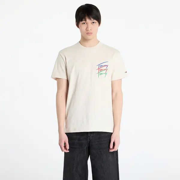Tommy Hilfiger Тениска Tommy Jeans Regular Twisted Sign Tee Beige M