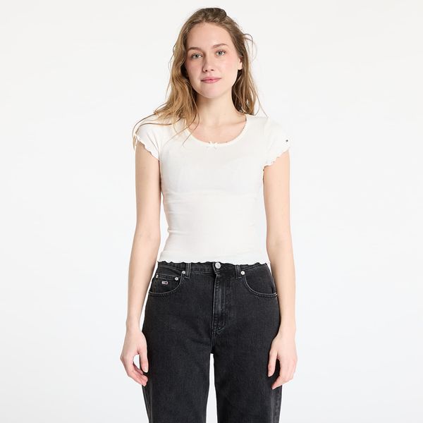 Tommy Hilfiger Тениска Tommy Jeans Slim Scallop Rib Tee White XS