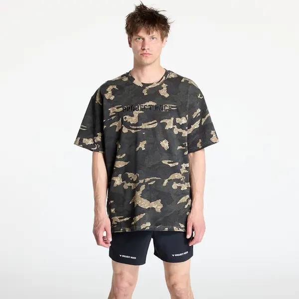 Under Armour Тениска Under Armour Project Rock All Over Print T-shirt Grey/ Green M