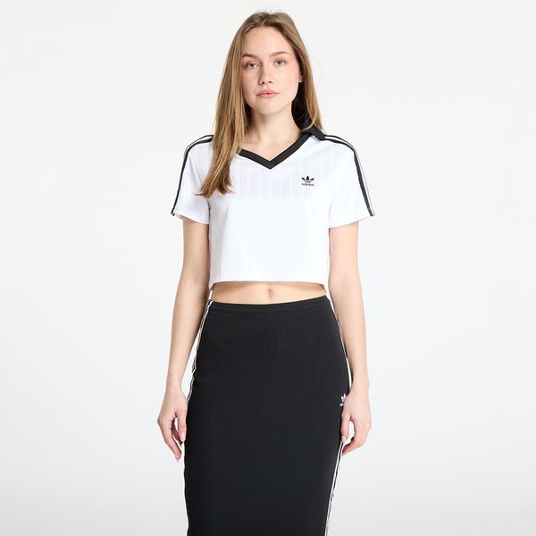 adidas Originals Топ adidas Adicolor Football Jacquard V-Neck Crop Polo Shirt White XS