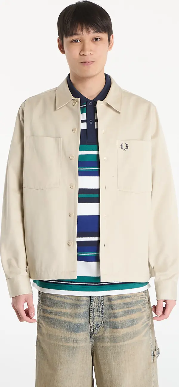 FRED PERRY Яке FRED PERRY Twill Overshirt Oatmeal M
