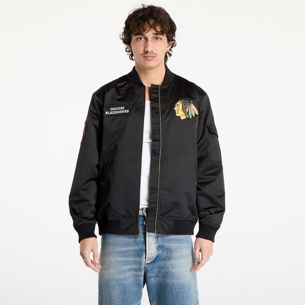 Mitchell & Ness Яке Mitchell & Ness NHL Team Leader Satin Current Logo Blackhawks Bomber Black XXL