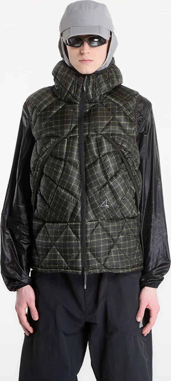 ROA Яке ROA Nuna 600 Fill Power Printed Check Hooded Down Vest Anthracite L