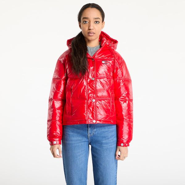 Tommy Hilfiger Яке Tommy Jeans Shiny Hooded Badge Jacket Red XS