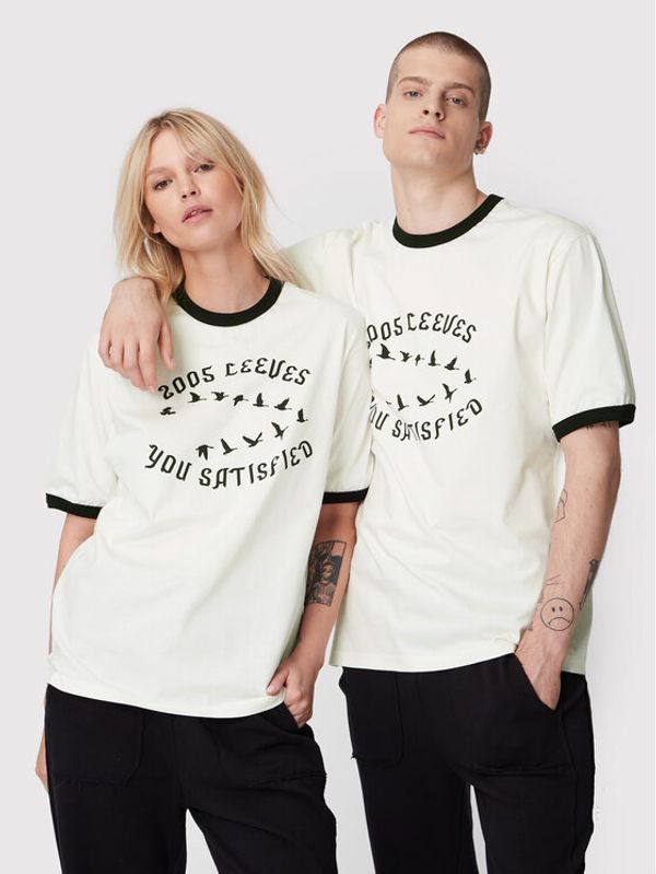 2005 2005 Тишърт Unisex 2005 X Leeves „Satisfied” Бял Regular Fit