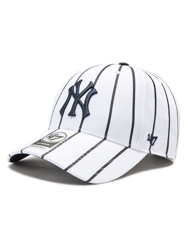 47 Brand 47 Brand Шапка с козирка MLB New York Yankees Bird Cage 47 MVP B-BDCG17WBV-WHG Бял
