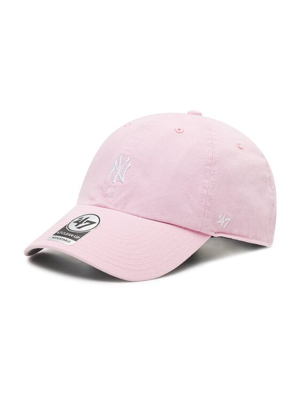 47 Brand 47 Brand Шапка с козирка New York Yankees Base Runner 47 Clean Up B-BSRNR17GWS-PT Розов