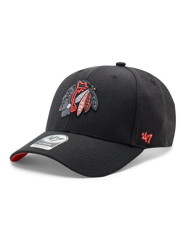 47 Brand 47 Brand Шапка с козирка NHL Chicago Blackhawks Sure Shot Snapback '47 MVP HVIN-SUMVP04WBP-BK94 Черен