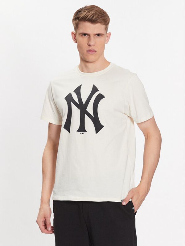 47 Brand 47 Brand Тишърт MLB New York Yankees Imprint 47 Echo Tee BB017TEMIME544104CL Екрю Regular Fit