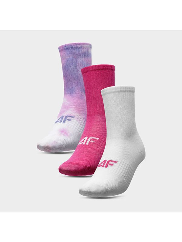 4F 4F Комплект 3 чифта дълги чорапи детски 4FJSS23USOCF101 Цветен