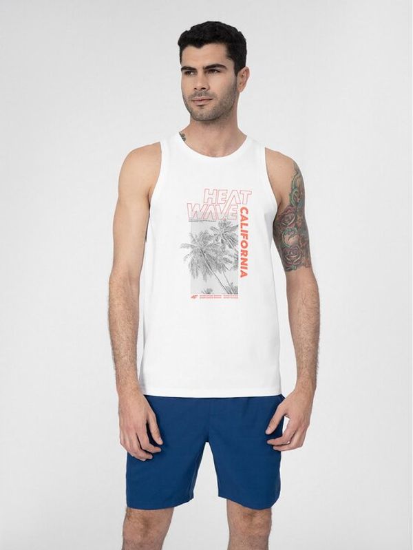 4F 4F Мъжки топ 4FSS23TTSHM354 Бял Regular Fit